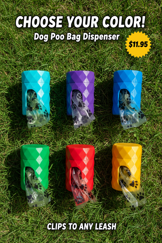 Dog Poo Bag Dispenser with Leash Attachment