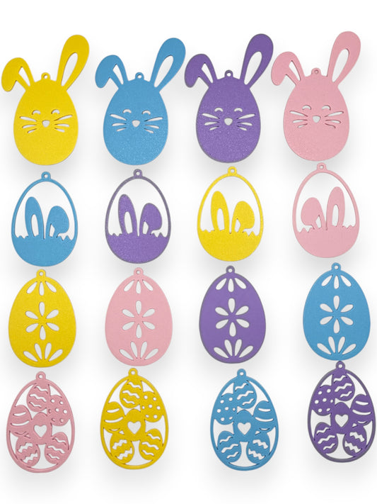 Easter Bunny & Egg Hanging Decor Set – Pack of 16