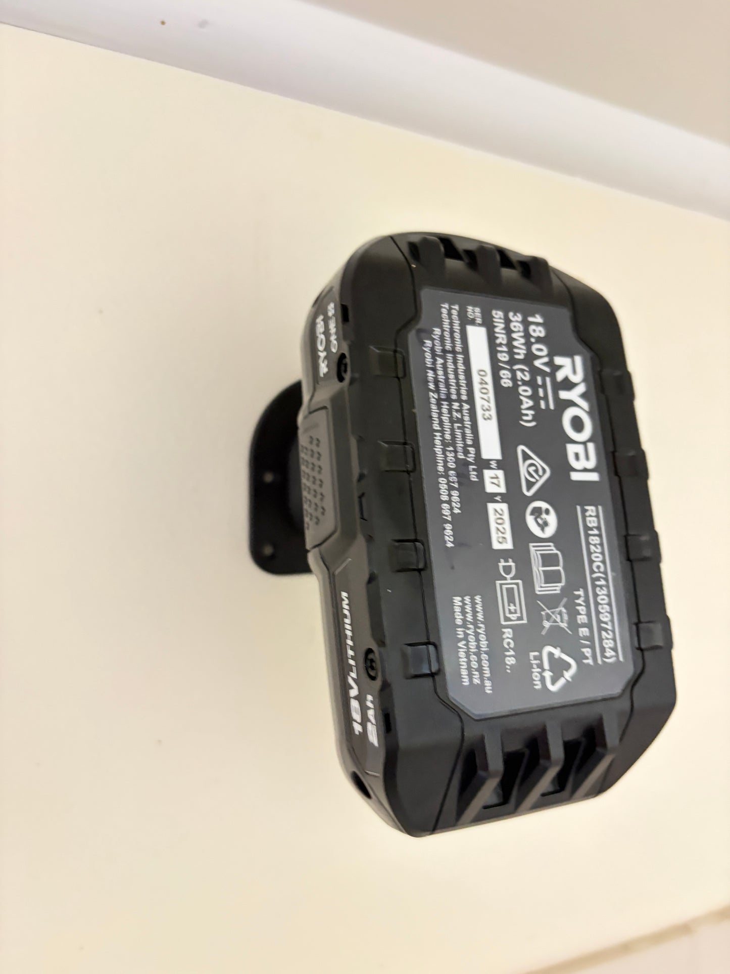 Wall Mount Battery Holder Compatible with Ryobi 18V ONE+