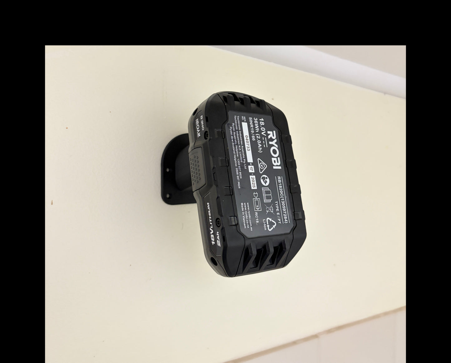 Wall Mount Battery Holder Compatible with Ryobi 18V ONE+