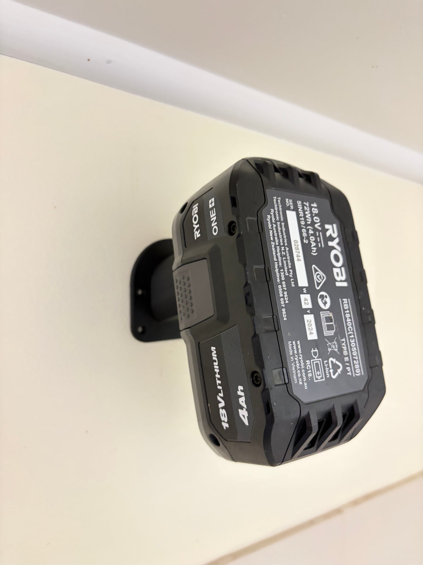 Wall Mount Battery Holder Compatible with Ryobi 18V ONE+