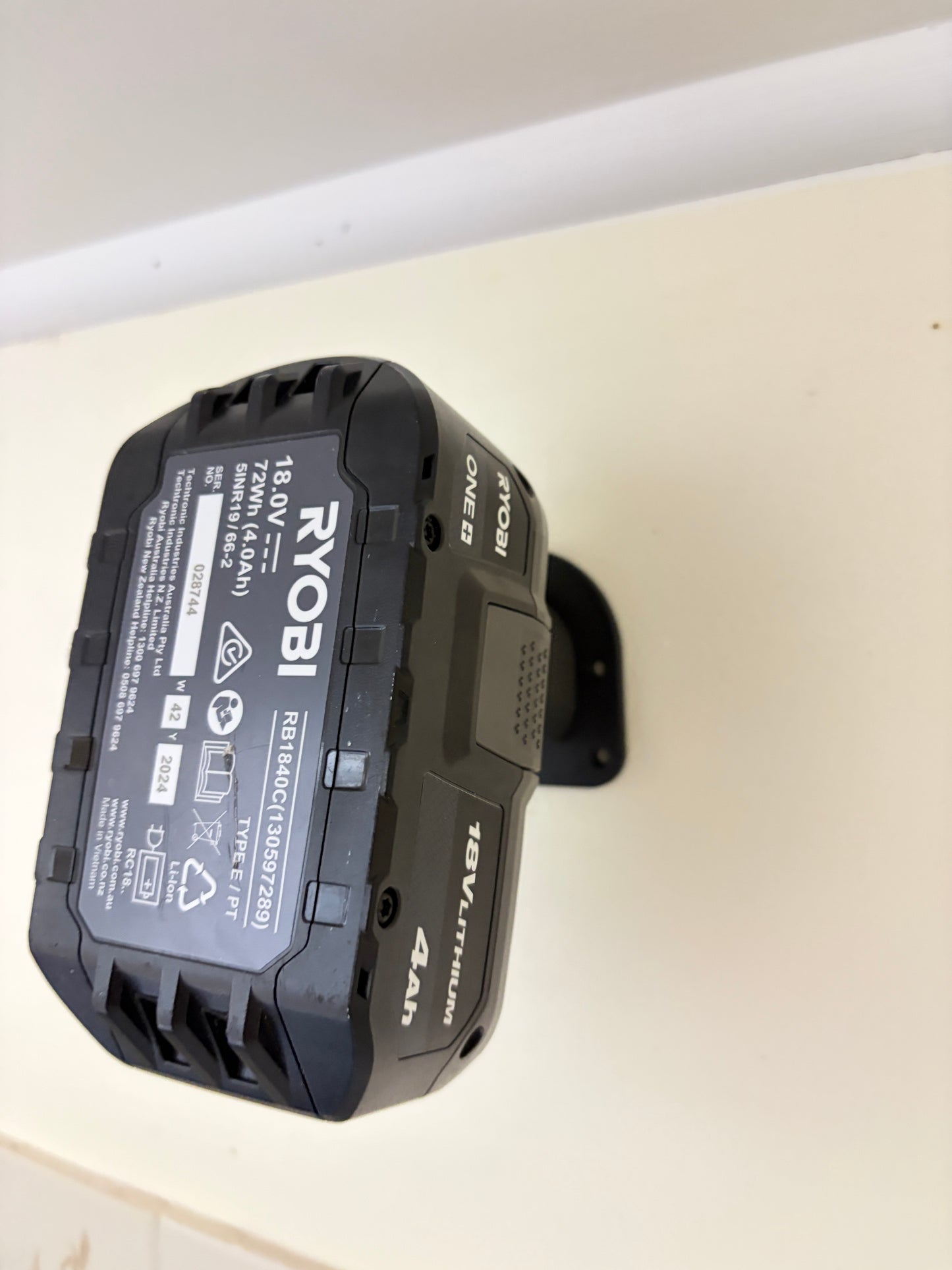Wall Mount Battery Holder Compatible with Ryobi 18V ONE+